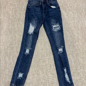 Distressed Blue Jeans